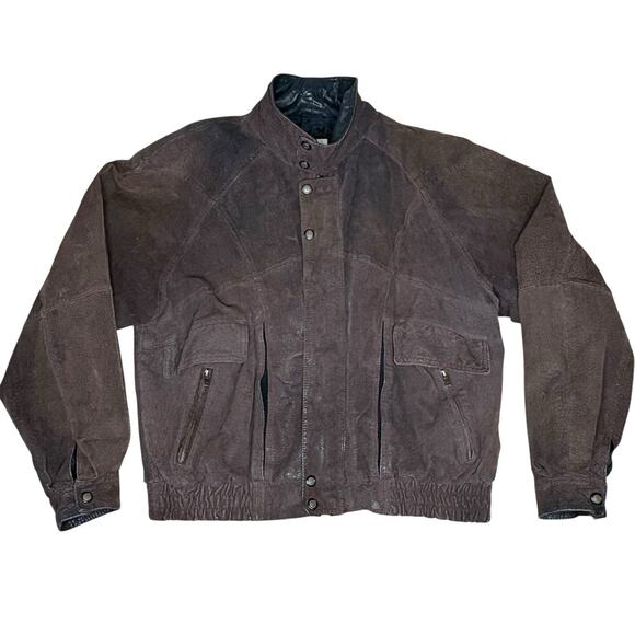 Vintage Mens Suede Leather Bomber Jacket Ash Creek Trading Brown Size XL - Picture 2 of 6